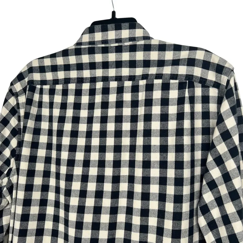 J.Crew Men's L Black and Cream Buffalo Check Heavyweight Cotton Flannel Shirt